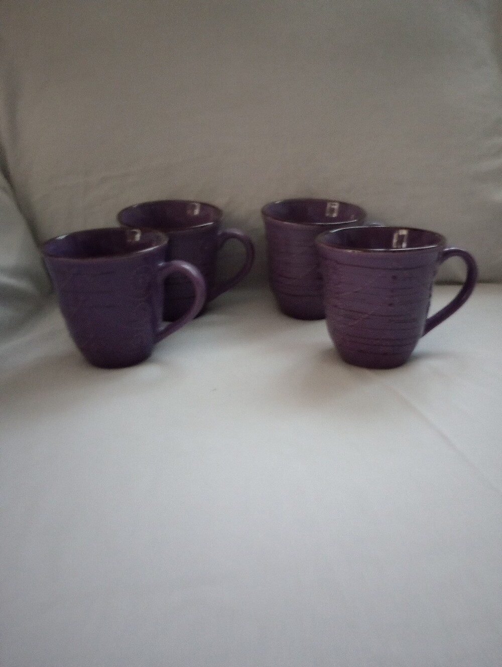 Elama Reactive Glaze Ariana Purple Stoneware Mugs-Set Of 4